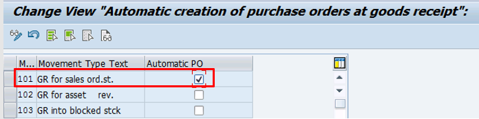 Automatic creation of PO at goods receipt