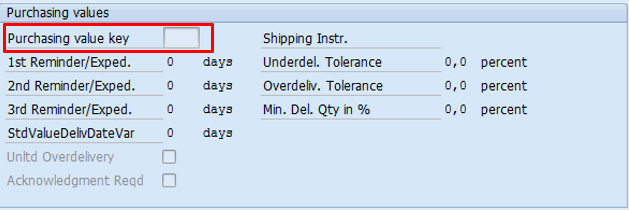 SAP purchasing values