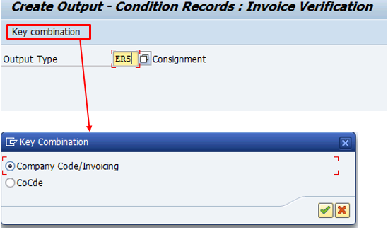 ERS Output type and select KEY combination